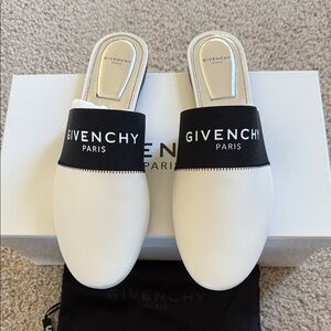 Givenchy Black and White Logo Mules size 10